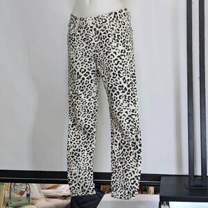 Express Black & White Leopard Print Pants – Stretch Slim Fit, Wild & Chic